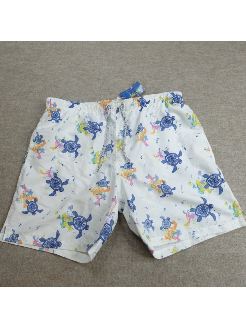 Michael's Mens Swim Shorts Large White Turtles All Over Print Drawstring NEW